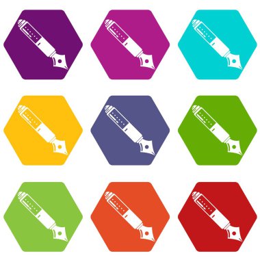 9 vektör kalem Icons set