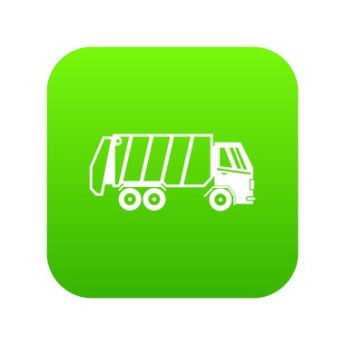 Çöp kamyonu simgesi dijital yeşil