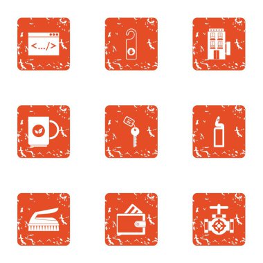 Otel tatil simgeler kümesi, grunge tarzı