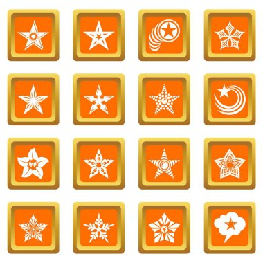 Turuncu kare vektör dekoratif yıldız Icons set
