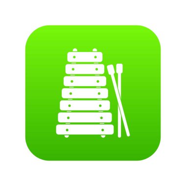 Ksilofon ve sopa simgesi dijital yeşil