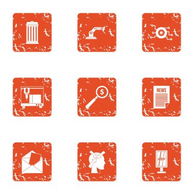 Robot faaliyet simgeleri hazır, grunge tarzı