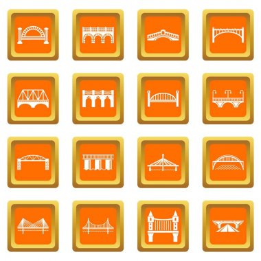 Turuncu kare vektör köprü Icons set