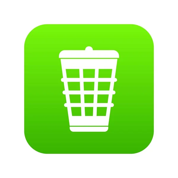Trash can ícone verde digital — Vetor de Stock
