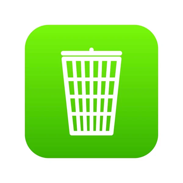 Papelera puede icono digital verde — Vector de stock