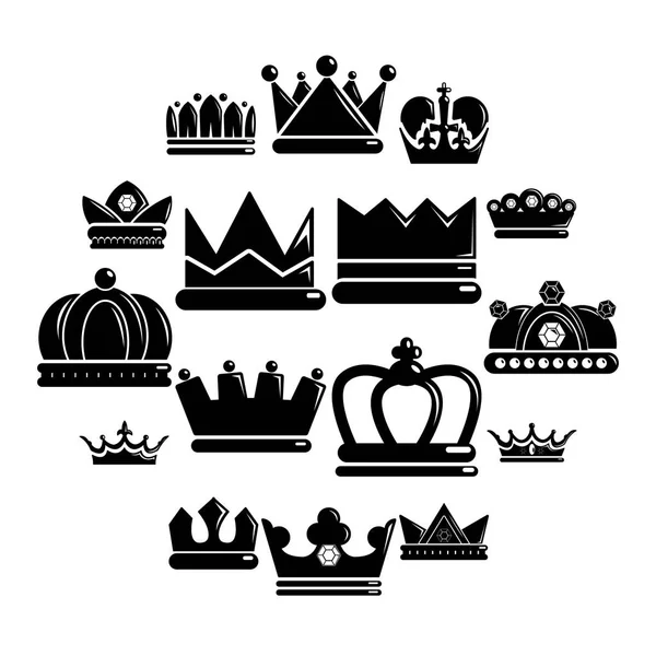Crown gold icons set, simple style — Stock Vector