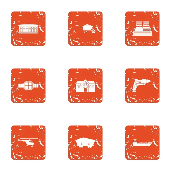 Traiga el conjunto de iconos de material, estilo grunge — Vector de stock