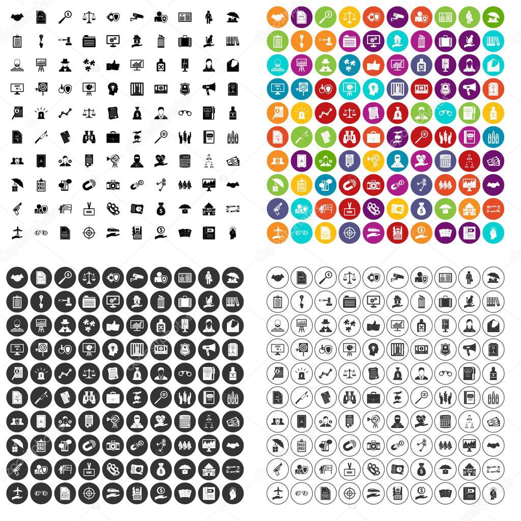 100 legal department icons set vector variant