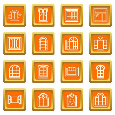 Turuncu kare vektör pencere tasarım Icons set