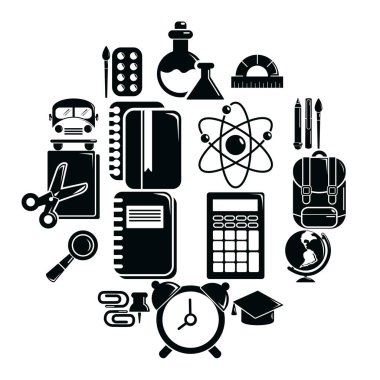 Okul eğitim Icons set, basit tarzı