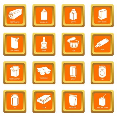 Turuncu kare vektör paketi türleri Icons set