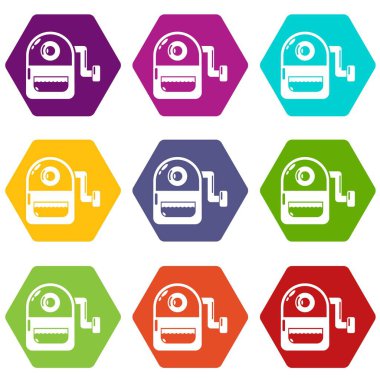 9 vektör okul çantası Icons set