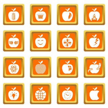 Turuncu kare vektör Apple logosu Icons set