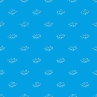 Bir Barbekü desen vektör kesintisiz mavi üzerinde pişmiş tavuk