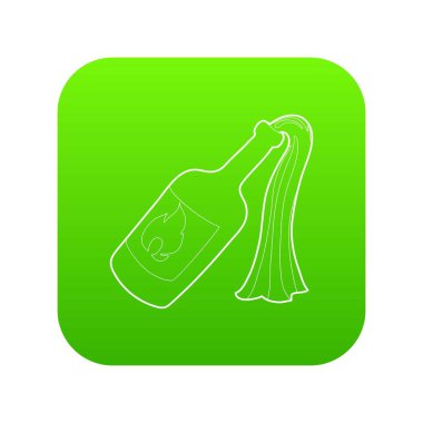 Molotof kokteyli yeşil simge vektör