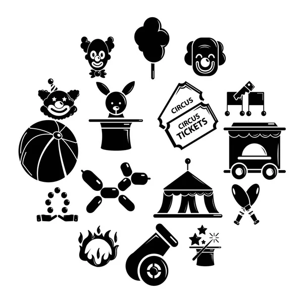 Ensemble d'icônes de cirque, style simple — Image vectorielle