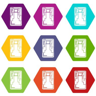 9 vektör anahtarı Icons set