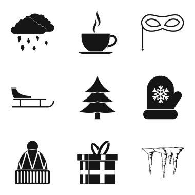 Soğuk saat Icons set, basit tarzı