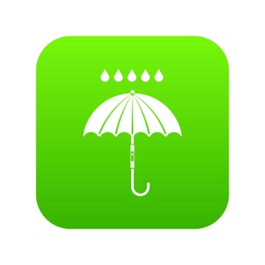 Şemsiye ve yağmur damla simgesi dijital yeşil