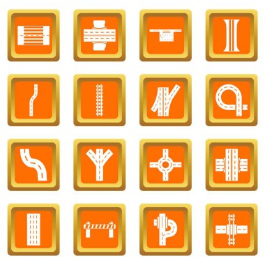 Turuncu kare vektör yol parçaları Oluşturucu Icons set