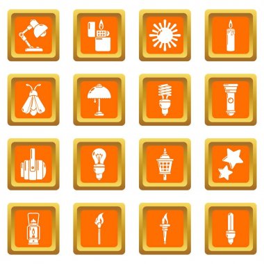 Turuncu kare vektör ışık kaynağı Icons set