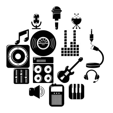 Stüdyo kayıt Icons set, basit tarzı simgeleri