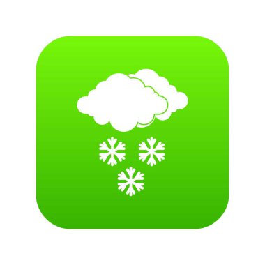 Bulut ve kar taneleri simgesi dijital yeşil