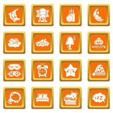 Simgeler uyku turuncu kare vektör ayarla