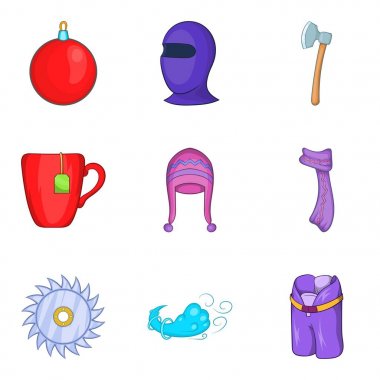 Buzul Çağ Icons set, karikatür tarzı