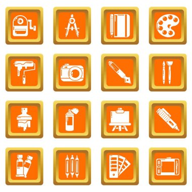 Tasarım ve çizim araçları simge turuncu kare vektör ayarla