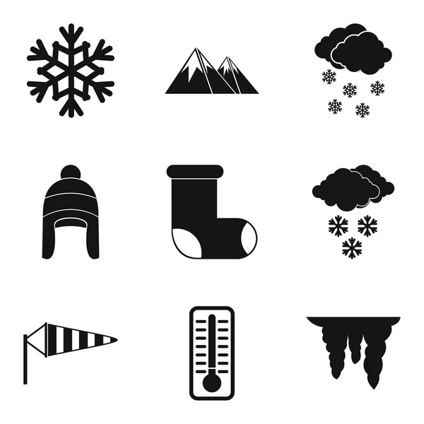 Conjunto de ícones do ano de inverno, estilo simples — Vetor de Stock