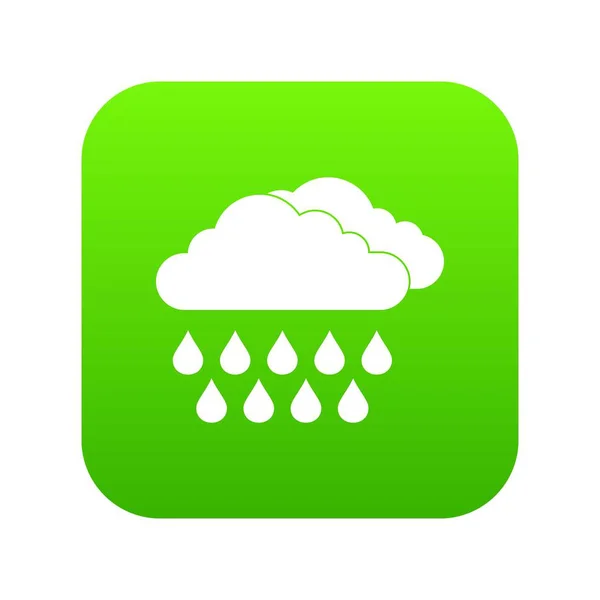 Nube y lluvia icono digital verde — Vector de stock