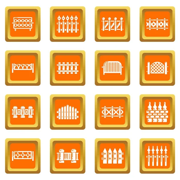 Různé šermířské ikony nastavit oranžové čtvercové vektor — Stockový vektor