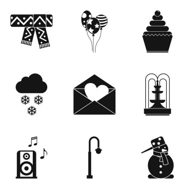 Hard frost icons set, simple style clipart