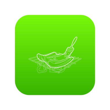 Barbekü yeşil simge vektör aşçılık etindeki