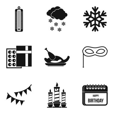 Soğuk yolculuk Icons set, basit tarzı