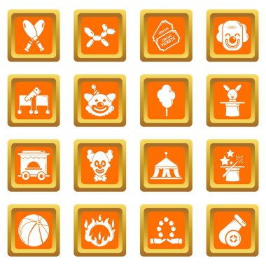 Turuncu kare vektör sirk Icons set