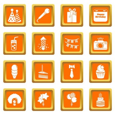 Turuncu kare vektör mutlu yıllar Icons set