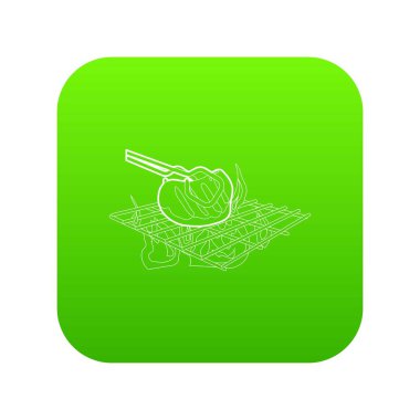 Barbekü yeşil simge vektör sığır pişirme