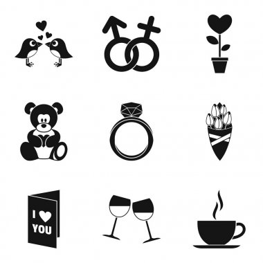 Soğuk festival Icons set, basit tarzı