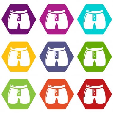 9 vektör erkekler kısa moda Icons set