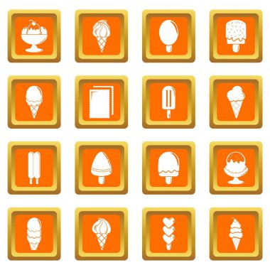 Turuncu kare vektör dondurma Icons set