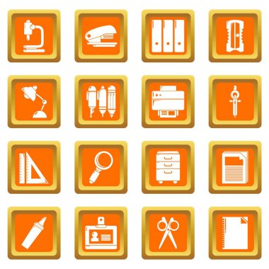 Turuncu kare vektör Kırtasiye Icons set