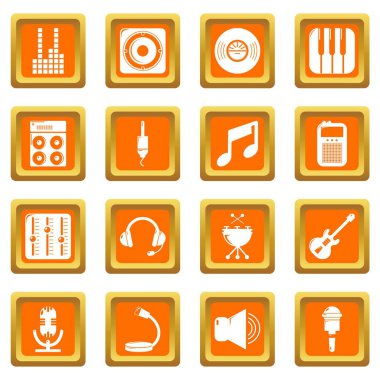 Studio simge simgeler kayıt turuncu kare vektör ayarla