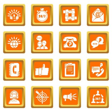 Çağrı Merkezi simgeler kümesi turuncu kare vektör