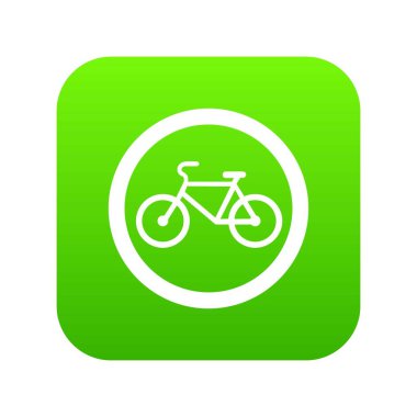 Bisikletle seyahat olduğunu yasak trafik işareti simgesi dijital yeşil