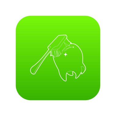 Diş fırçası Diş yeşil simge vektör temizler