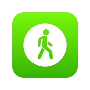 Yayalar giden tek yol işareti simgesi dijital yeşil