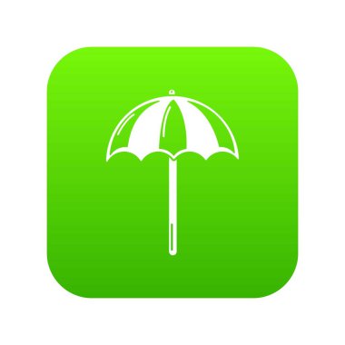 Plaj şemsiye yeşil simge vektör