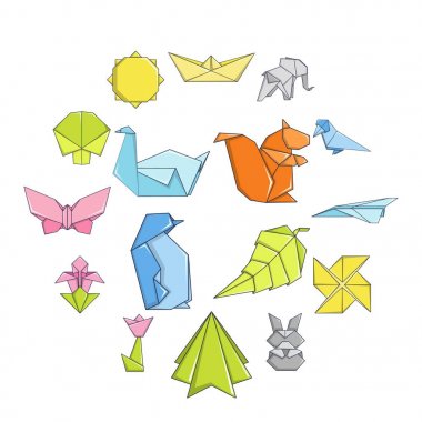 Origami Icons set, karikatür tarzı